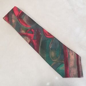 FREDERICK THEAK  MEN'S NECK TIE 100% SILK  MADE IN  ENGLAND ABSTRACT PRINT